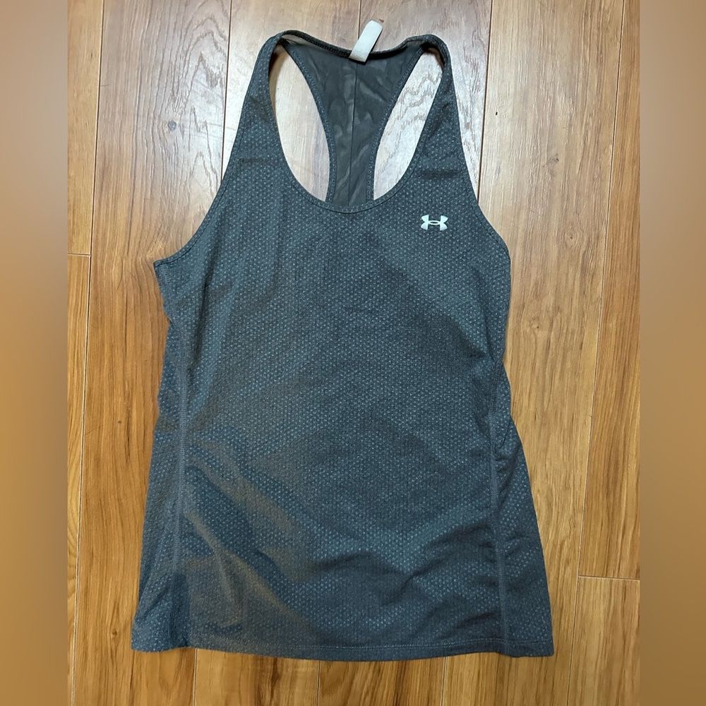 Under Armour Gray Fitted Racerback Tank Top Heat Gear